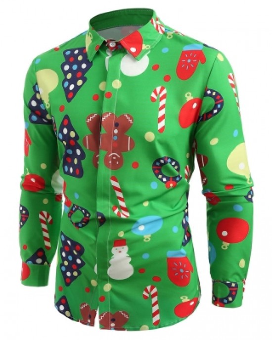 Christmas Theme Button Up Shirt