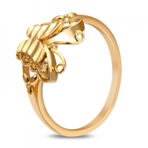 Stylish Jewelry 18K Electroplate Gold Color Dimensional Butterfly Ring for Women