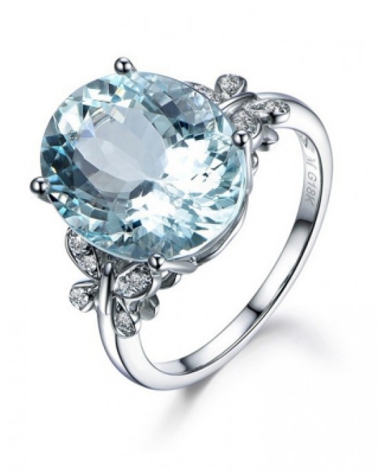 Fashion Natural Sea Blue Topaz Butterfly Ring