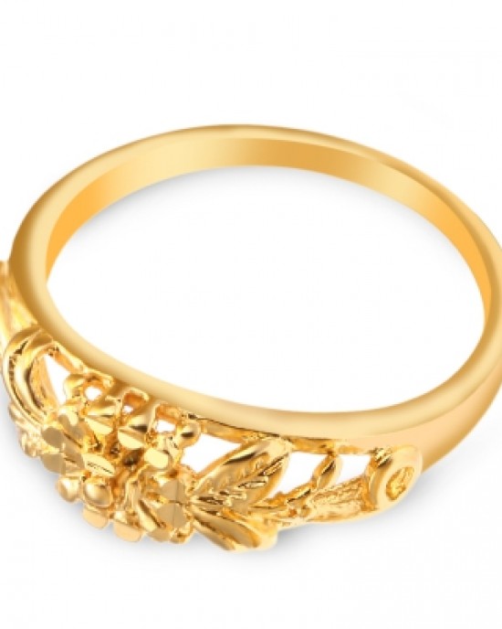 Stylish Accessory 18K Electroplate Gold Color Flower Ring for Women